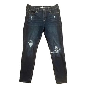 Sofia Distressed Skinny Ankle Jeans - Dark Wash